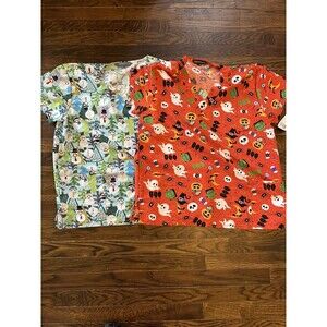 Scrub Top Lot XL Christmas Halloween
